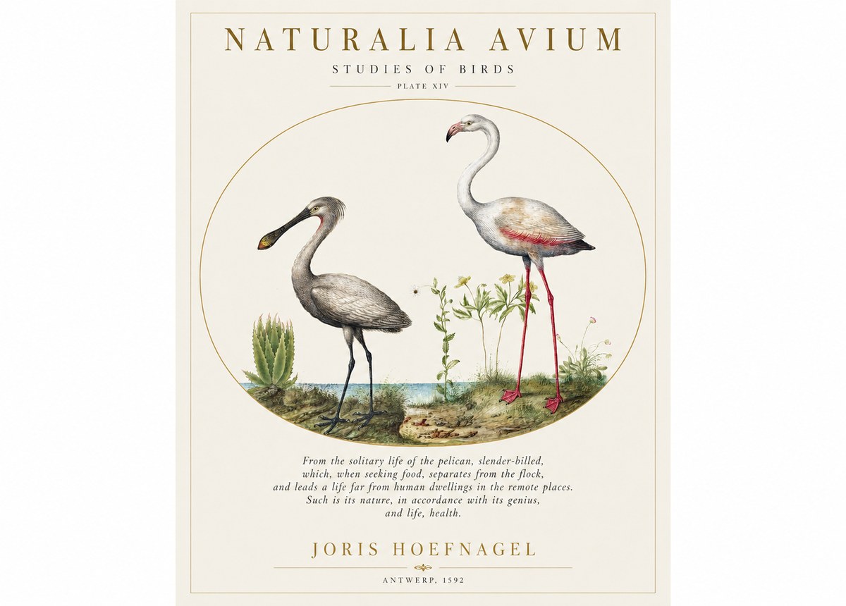 Joris Hoefnagel The Solitary Sanctuary of the Spoonbill and the Flamingo No2 - Poster