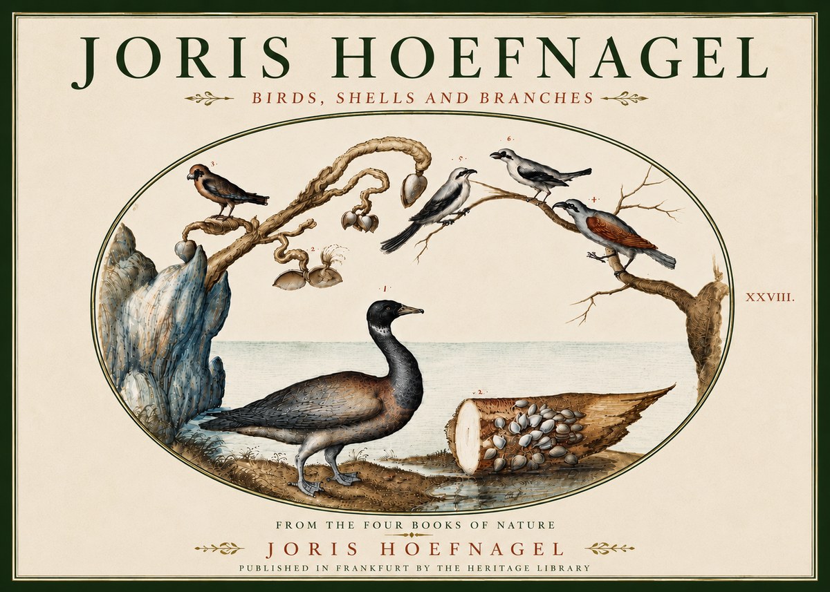 Joris Hoefnagel Birds, Shells and Branches No6 - Poster