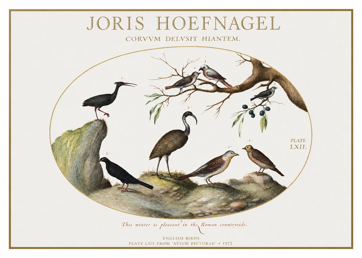 Joris Hoefnagel English Birds Plate Lxii No1 - Poster