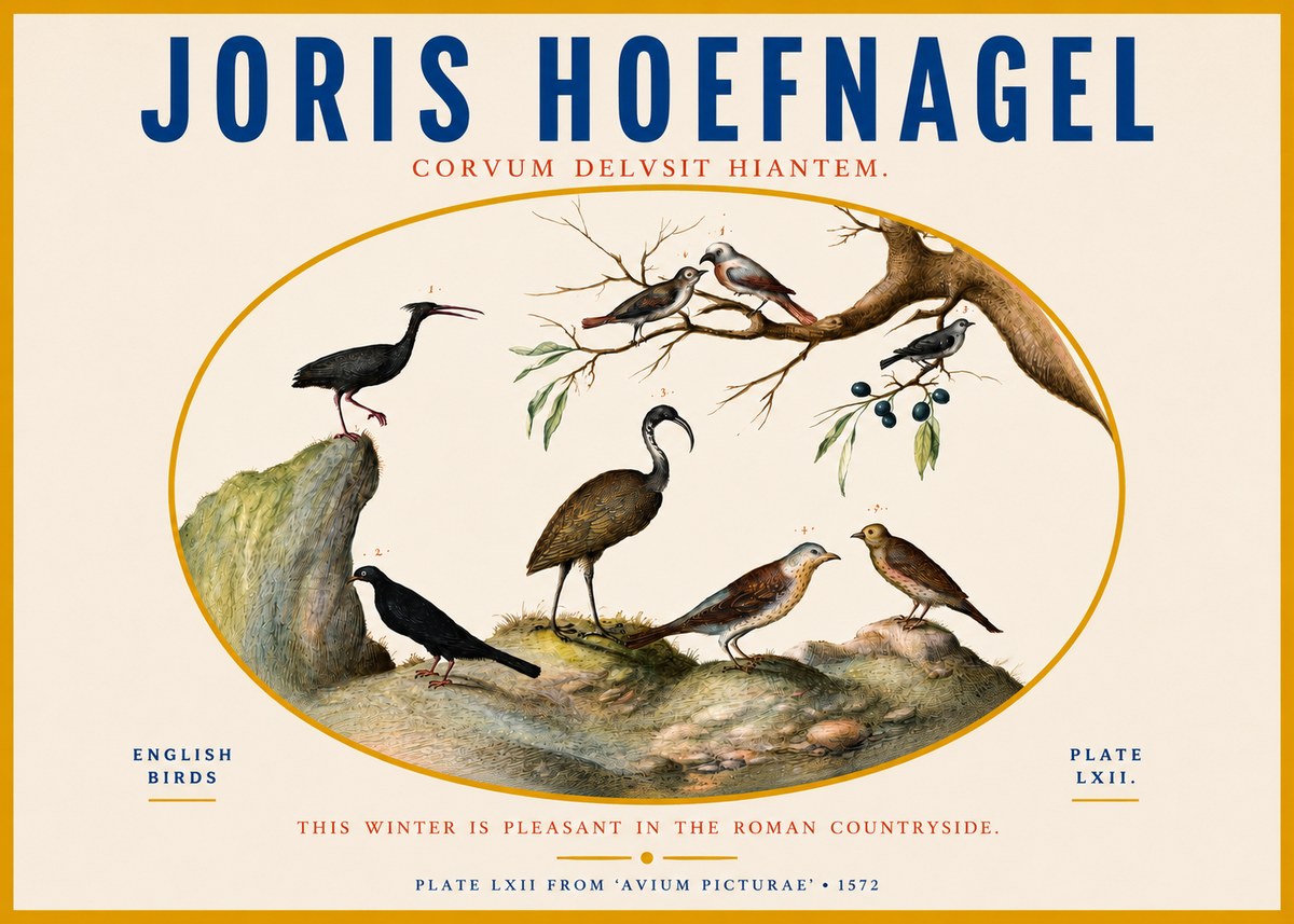 Joris Hoefnagel English Birds Plate Lxii No3 - Poster