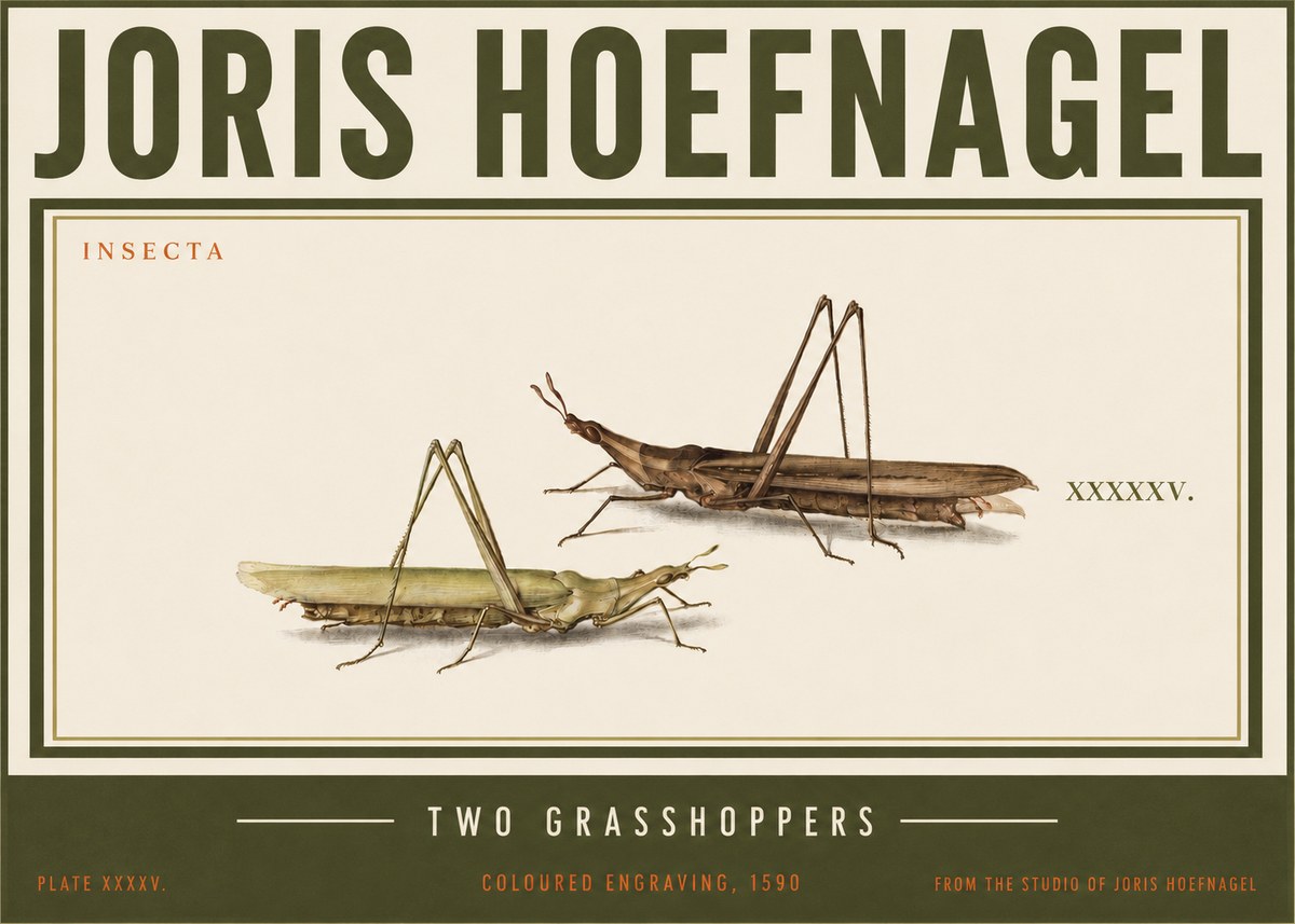 Joris Hoefnagel Two Grasshoppers No3 - Poster