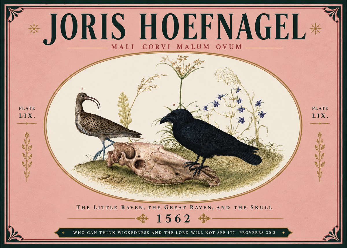 Joris Hoefnagel The Little Raven, the Great Raven, and the Skull No5 - Poster