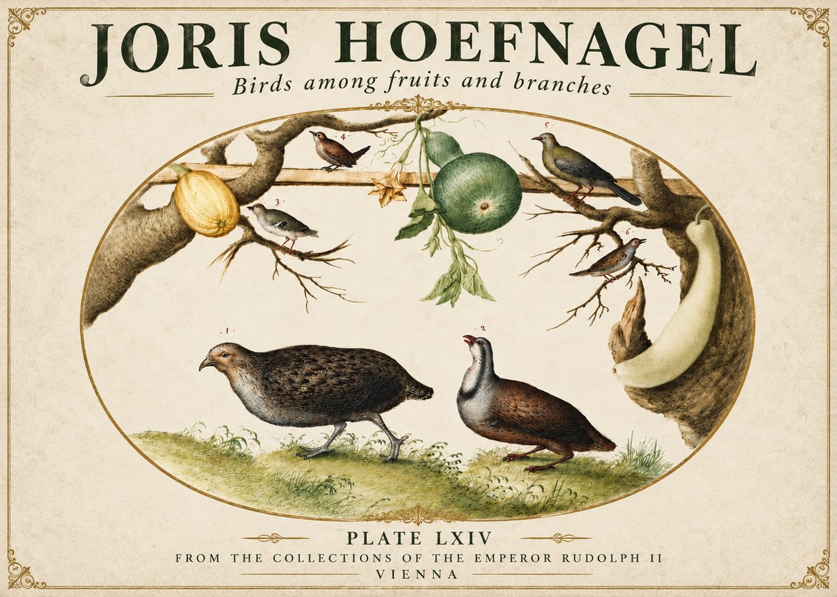 Joris Hoefnagel Birds Among Fruits and Branches No3 - Poster