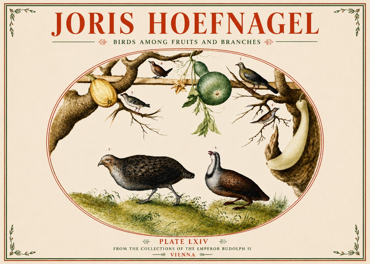 Joris Hoefnagel Birds Among Fruits and Branches No5 - Poster