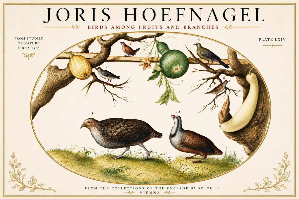 Joris Hoefnagel Birds Among Fruits and Branches No6 - Poster
