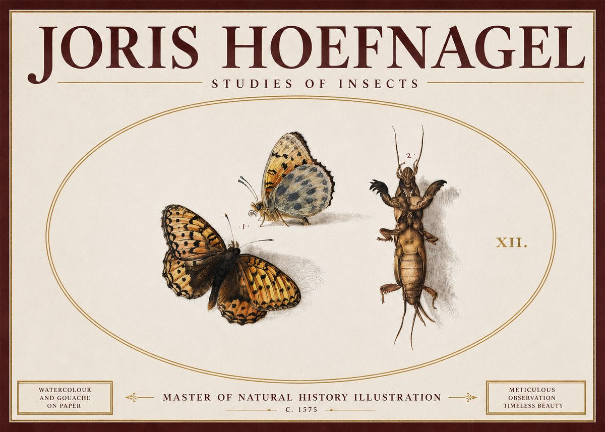 Joris Hoefnagel Studies of Insects Xii No5 - Poster