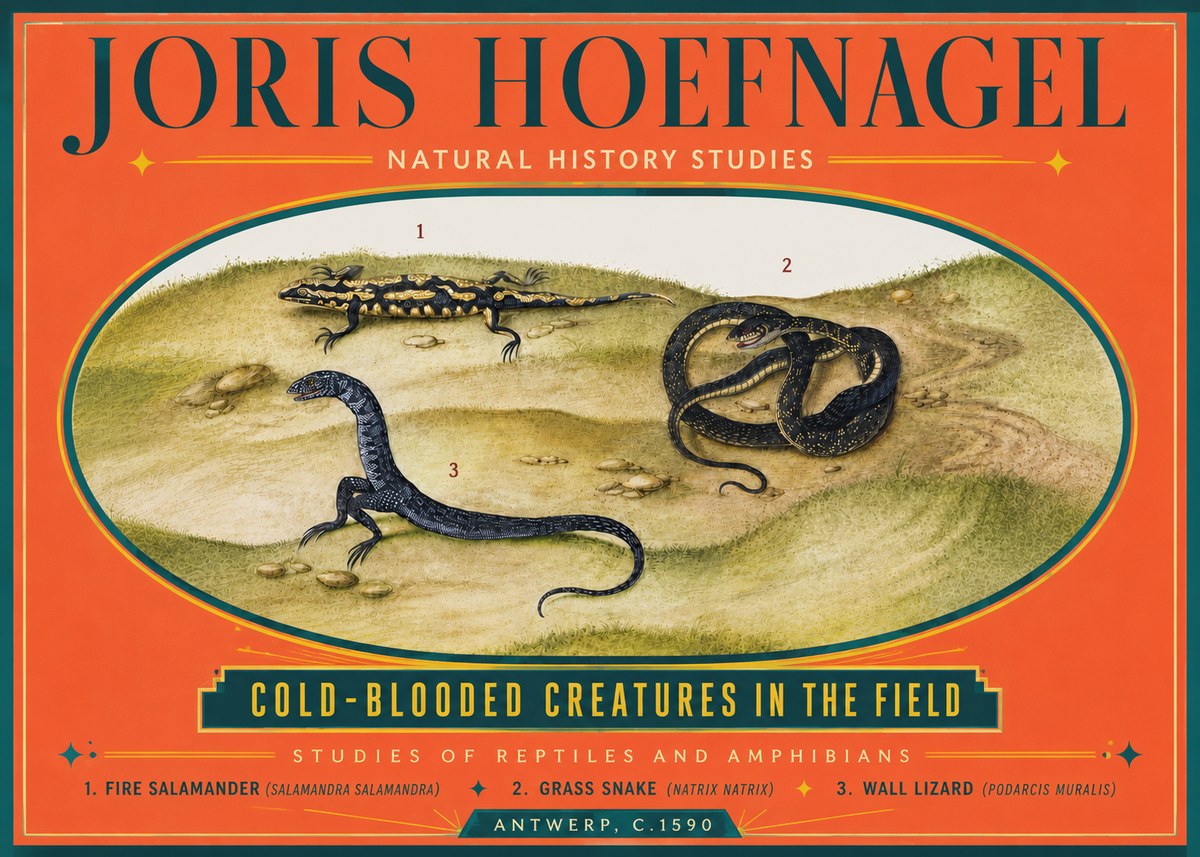 Joris Hoefnagel Cold-blooded Creatures in the Field No5 - Poster