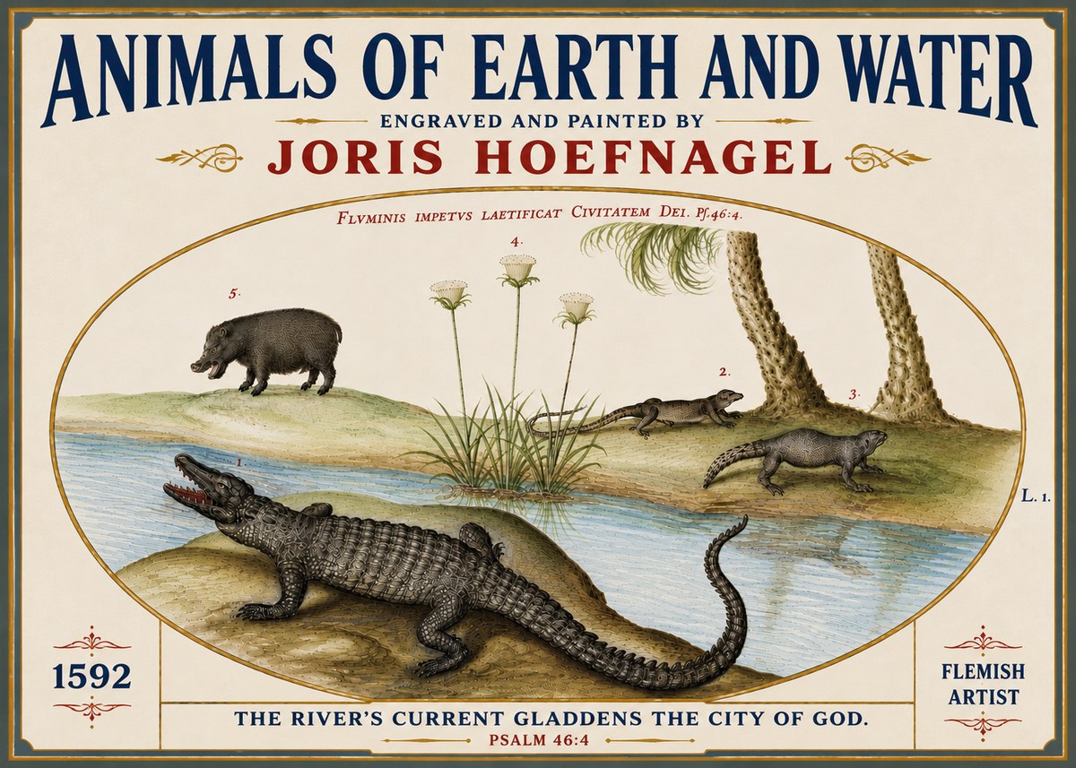 Joris Hoefnagel Animals of Earth and Water No6 - Poster