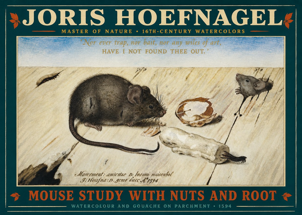 Joris Hoefnagel Mouse Study with Nuts and Root No2 - Poster