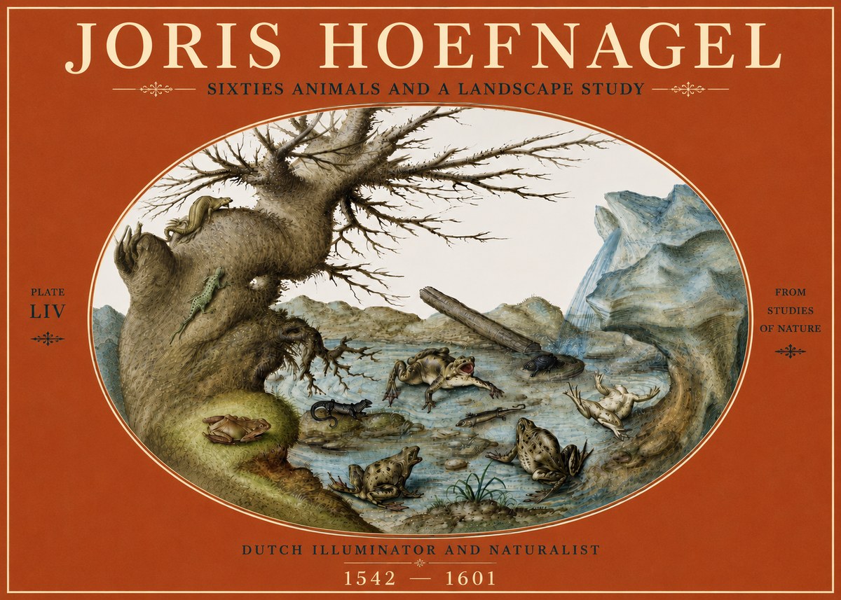 Joris Hoefnagel Sixtties Animals and a Landscape Study No6 - Poster