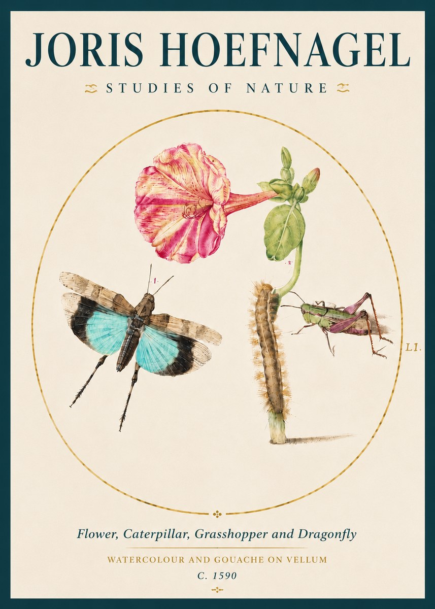 Joris Hoefnagel Plate L1. Studies of Insects and Plants No4 - Poster
