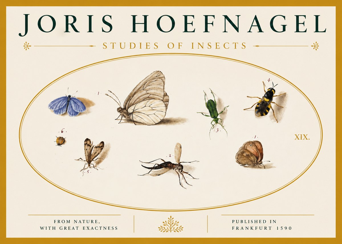 Joris Hoefnagel Studies of Insects V No4 - Poster