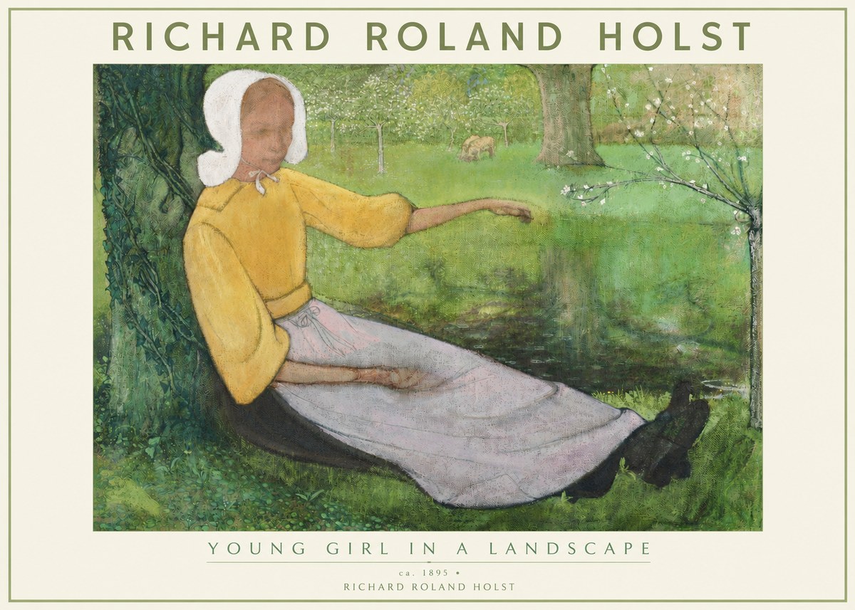 Richard Roland Holst Young Girl Resting by the Pond No3 - Poster