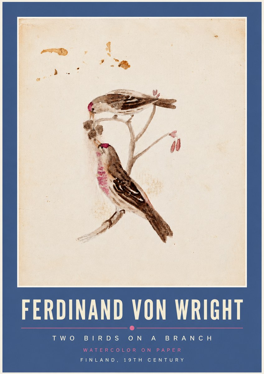Ferdinand von Wright Two Birds on a Branch No4 - Poster