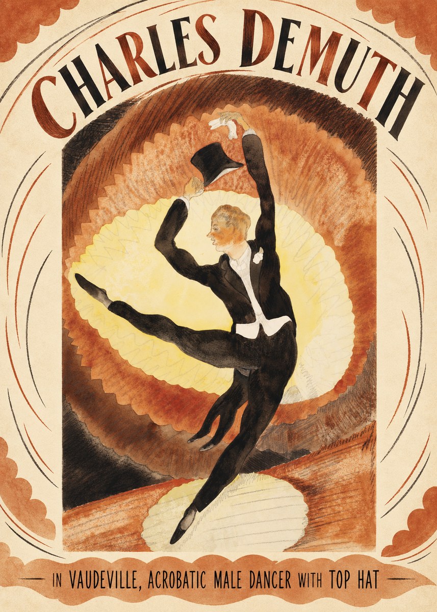 Charles Demuth In Vaudeville, Acrobatic Male Dancer with Top Hat No5 - Poster