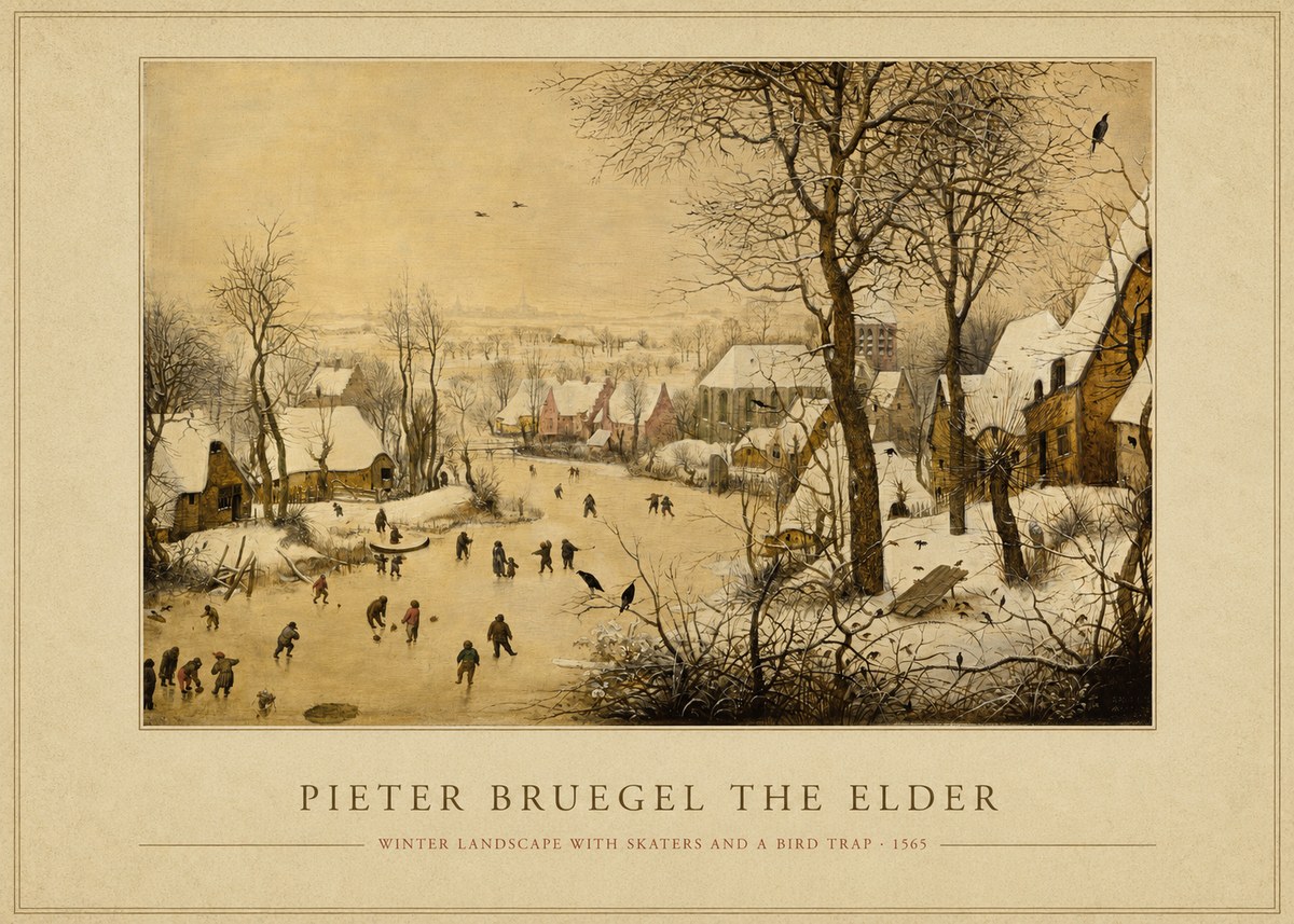 Pieter Bruegel Winter Landscape with Skaters and a Bird Trap No4 - Poster