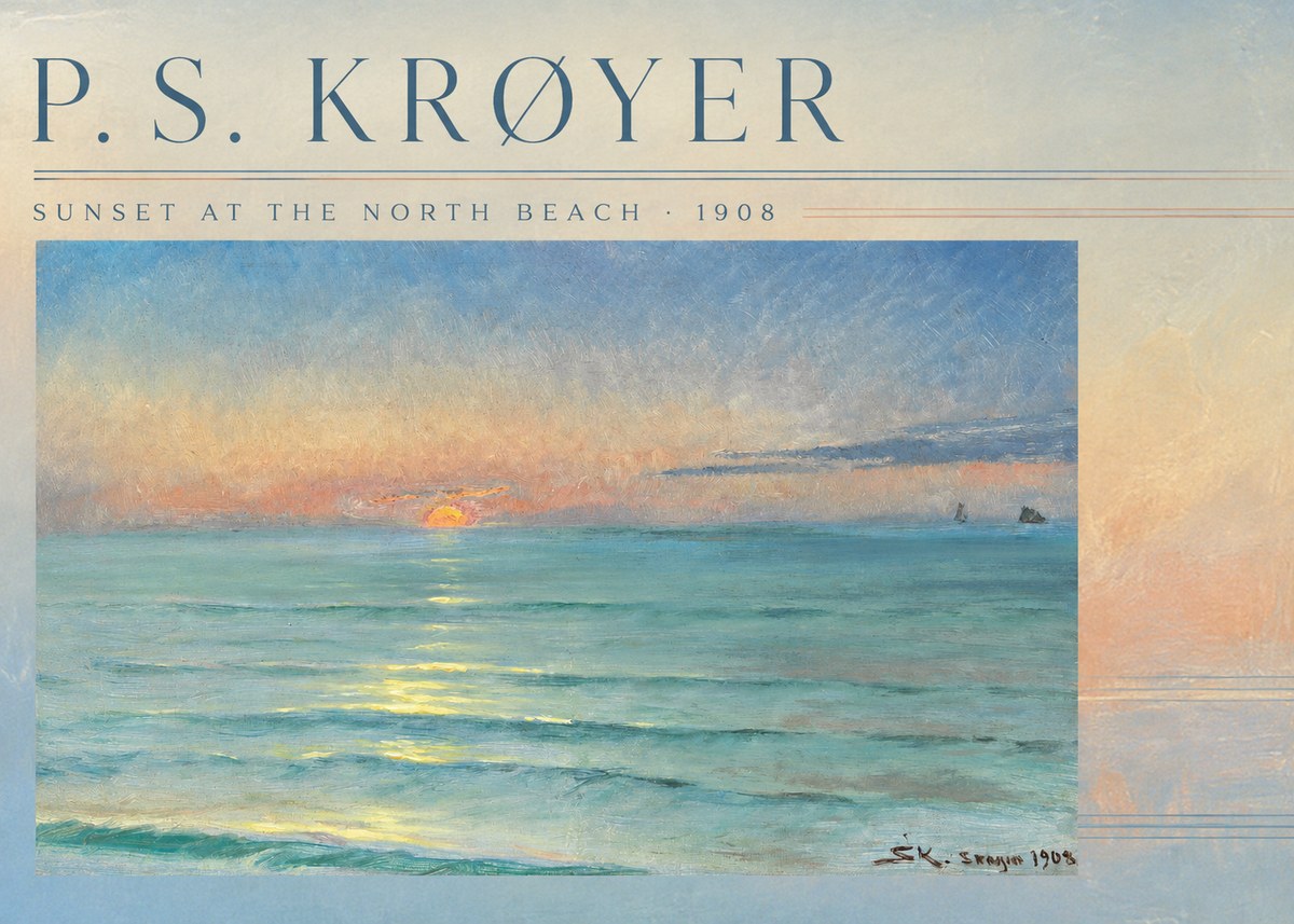 P.S. Krøyer Sunset at the North Beach No3 - Poster