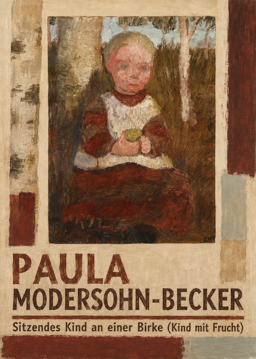 Paula Modersohn-Becker Sitzendes Kind an Einer Birke (Kind Mit Frucht) No2 - Poster