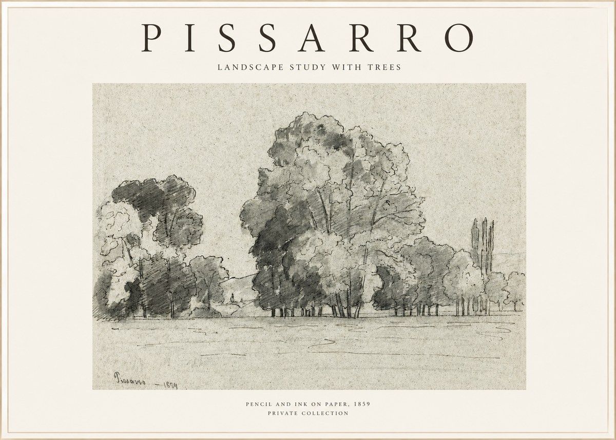 Pissarro Landscape Study with Trees No1 - Poster