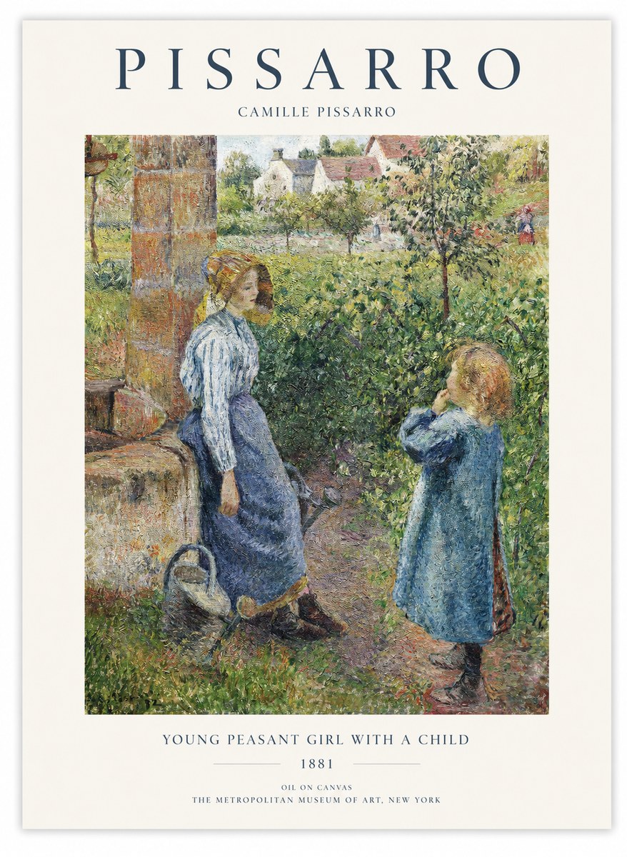 Pissarro Young Peasant Girl with a Child No1 - Poster