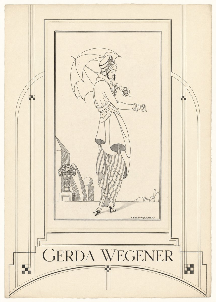 Gerda Wegener Elegant Figure with Parasol No6 - Poster