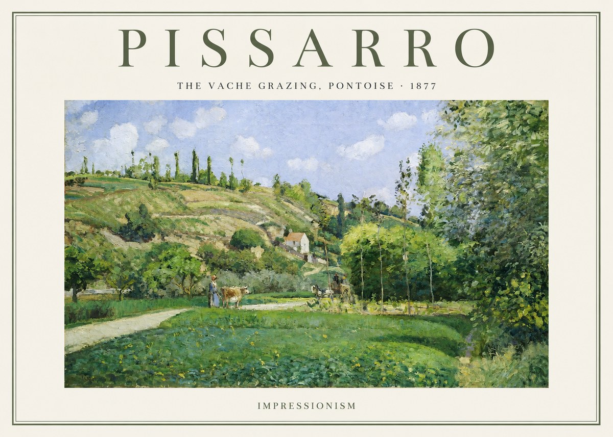 Pissarro The Vache Grazing, Pontoise · 1877 No1 - Poster
