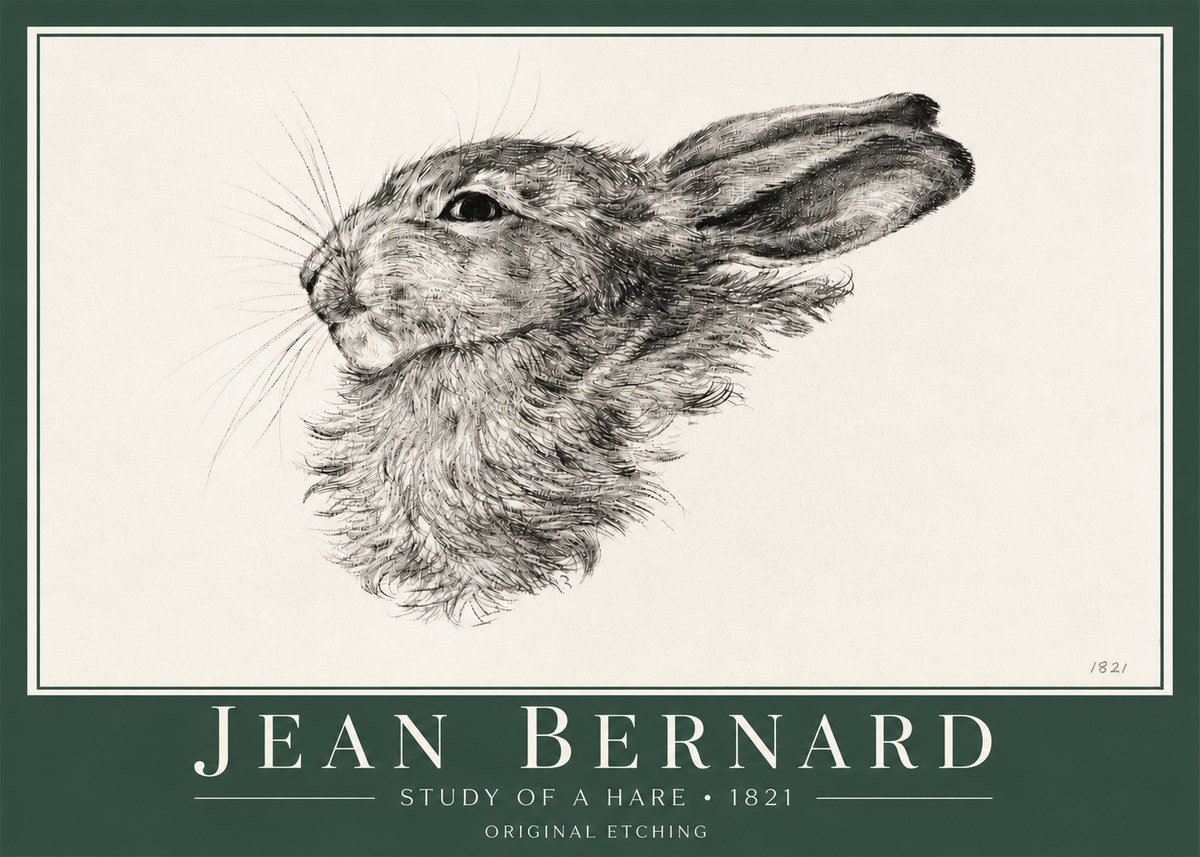 Jean Bernard Study of a Hare No4 - Poster