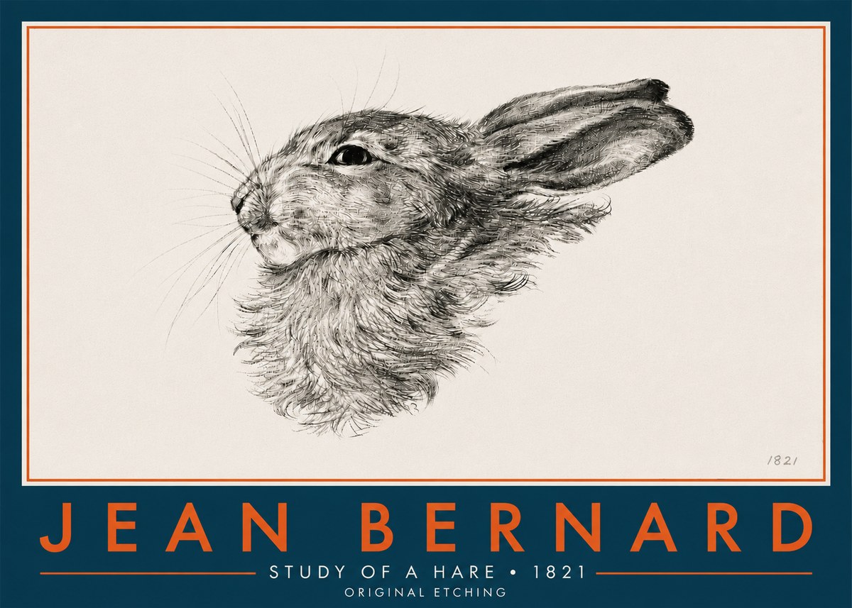 Jean Bernard Study of a Hare No6 - Poster