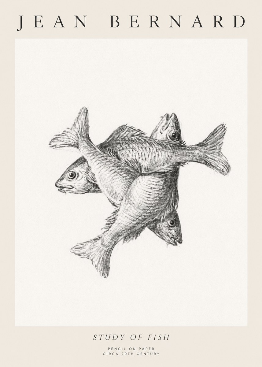 Jean Bernard Study of Fish No1 - Poster