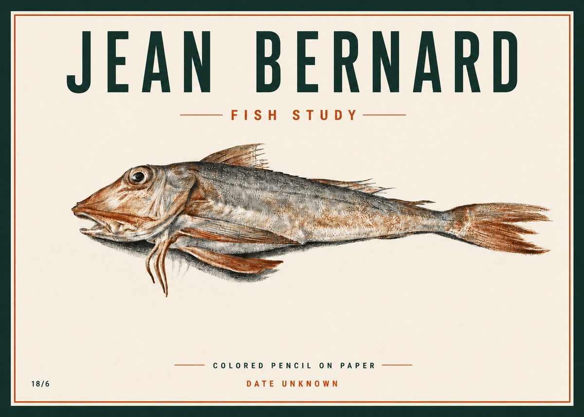 Jean Bernard Fish Study II No4 - Poster