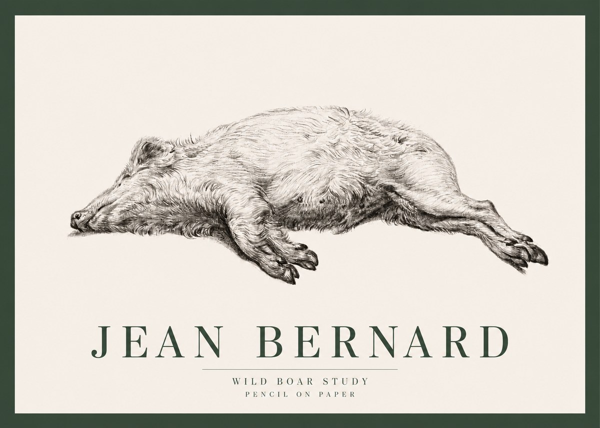 Jean Bernard Wild Boar Study No2 - Poster