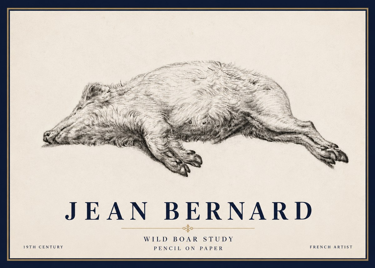 Jean Bernard Wild Boar Study No6 - Poster
