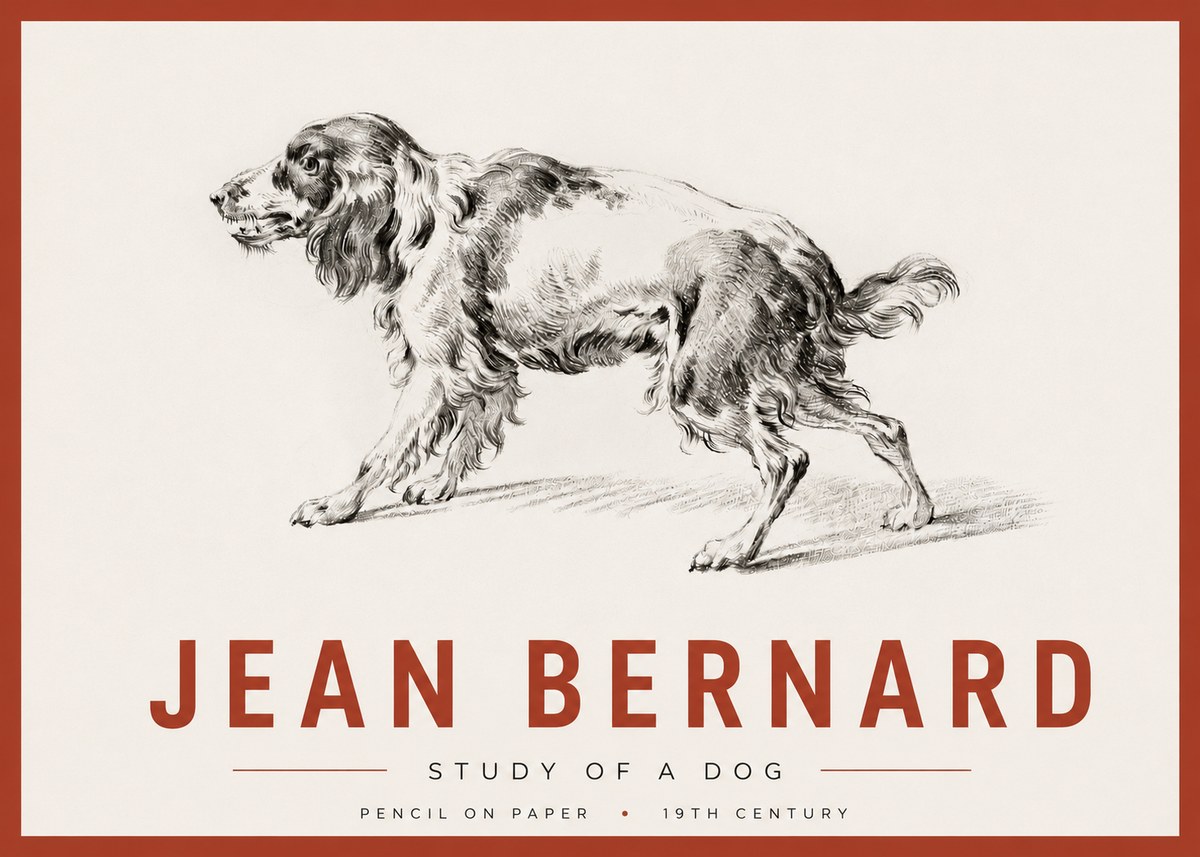 Jean Bernard Study of a Dog V No4 - Poster