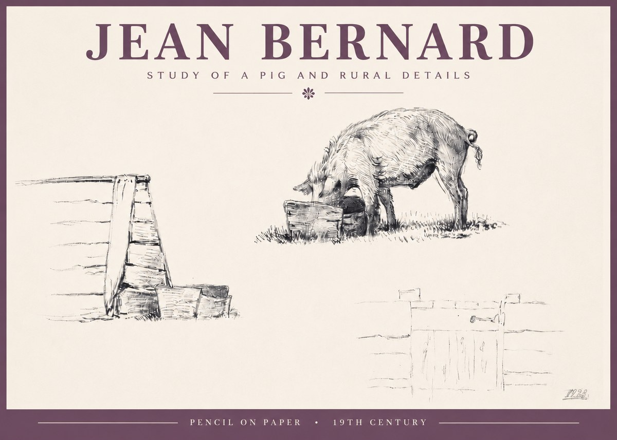 Jean Bernard Pig Study No5 - Poster