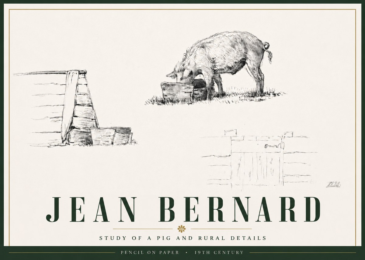 Jean Bernard Pig Study No6 - Poster