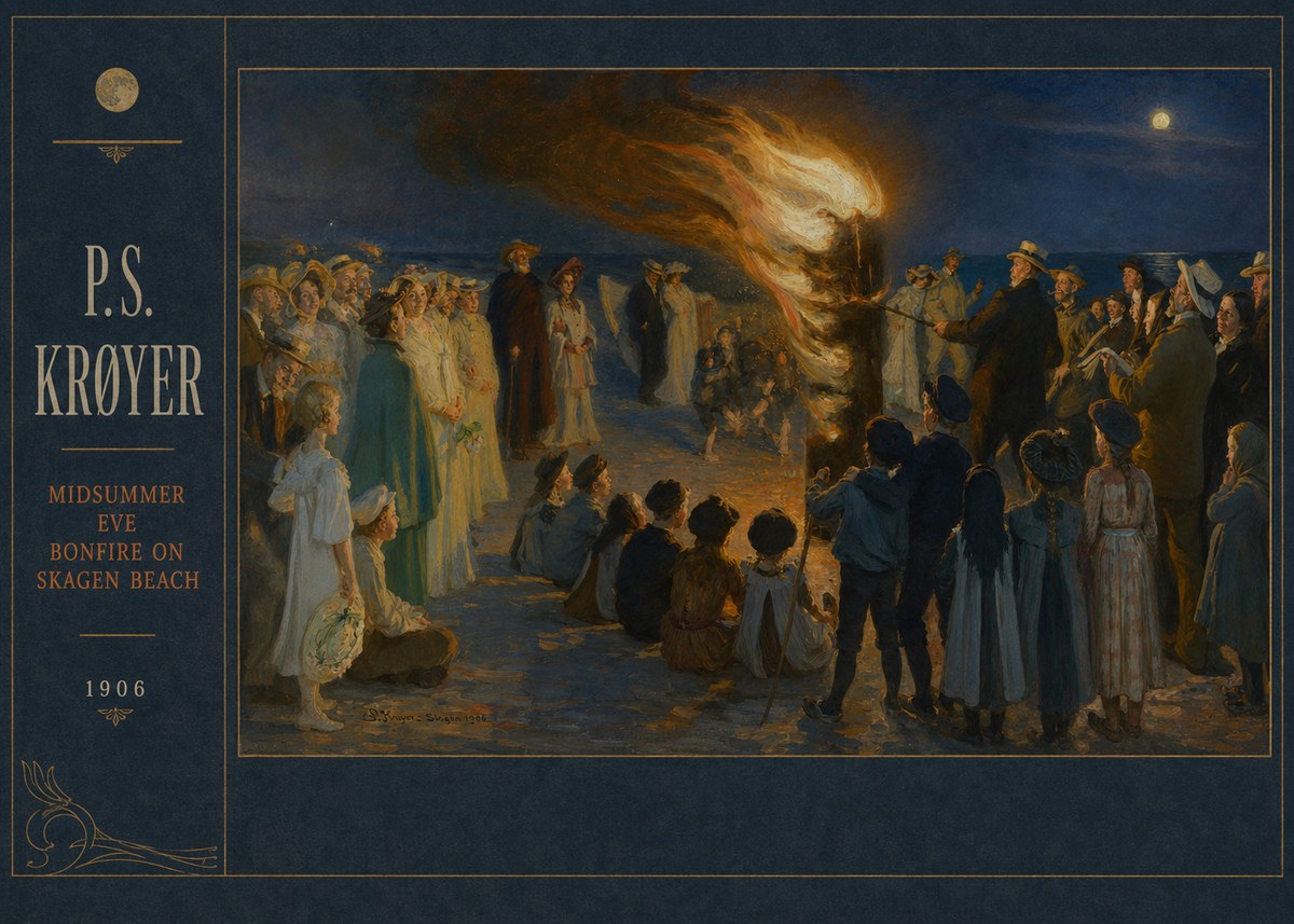 P.S. Krøyer Midsummer Eve Bonfire on Skagen Beach · 1906 No5 - Poster