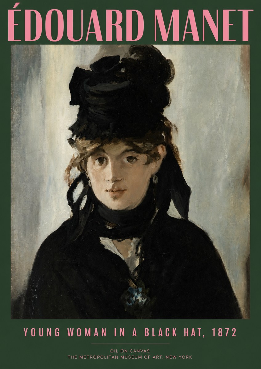Édouard Manet Young Woman in a Black Hat, 1872 No2 - Poster
