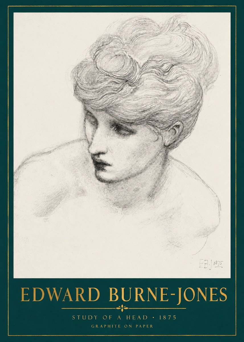 Edward Burne-Jones Study of a Head No2 - Poster