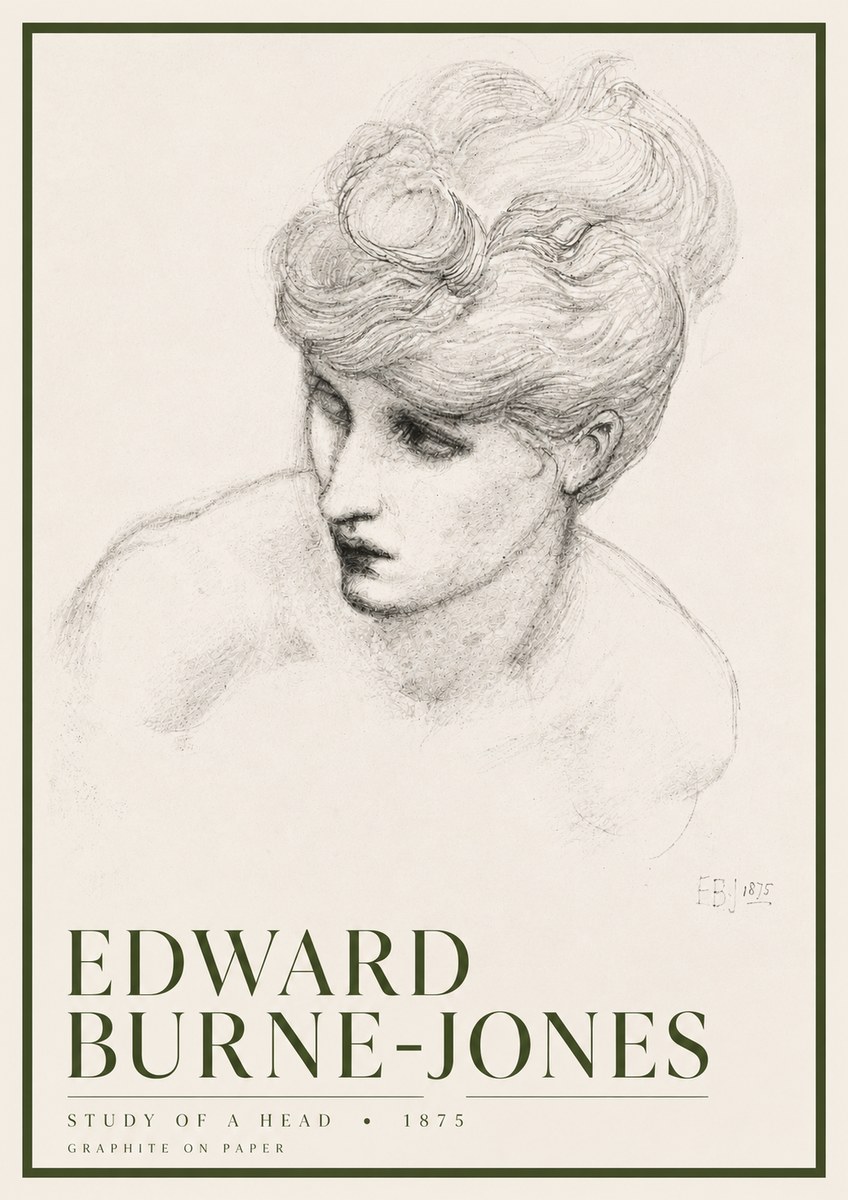 Edward Burne-Jones Study of a Head No6 - Poster