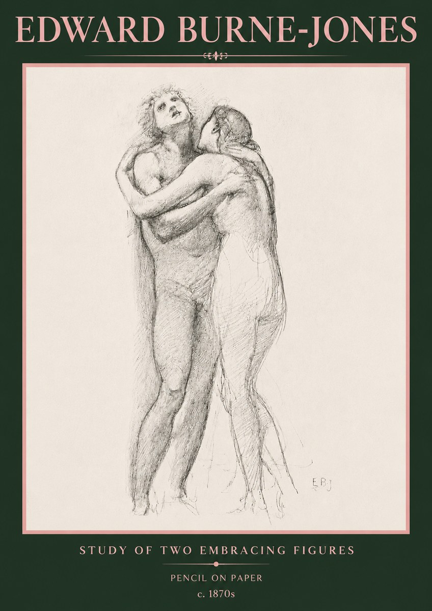 Edward Burne-Jones Study of Two Embracing Figures No5 - Poster