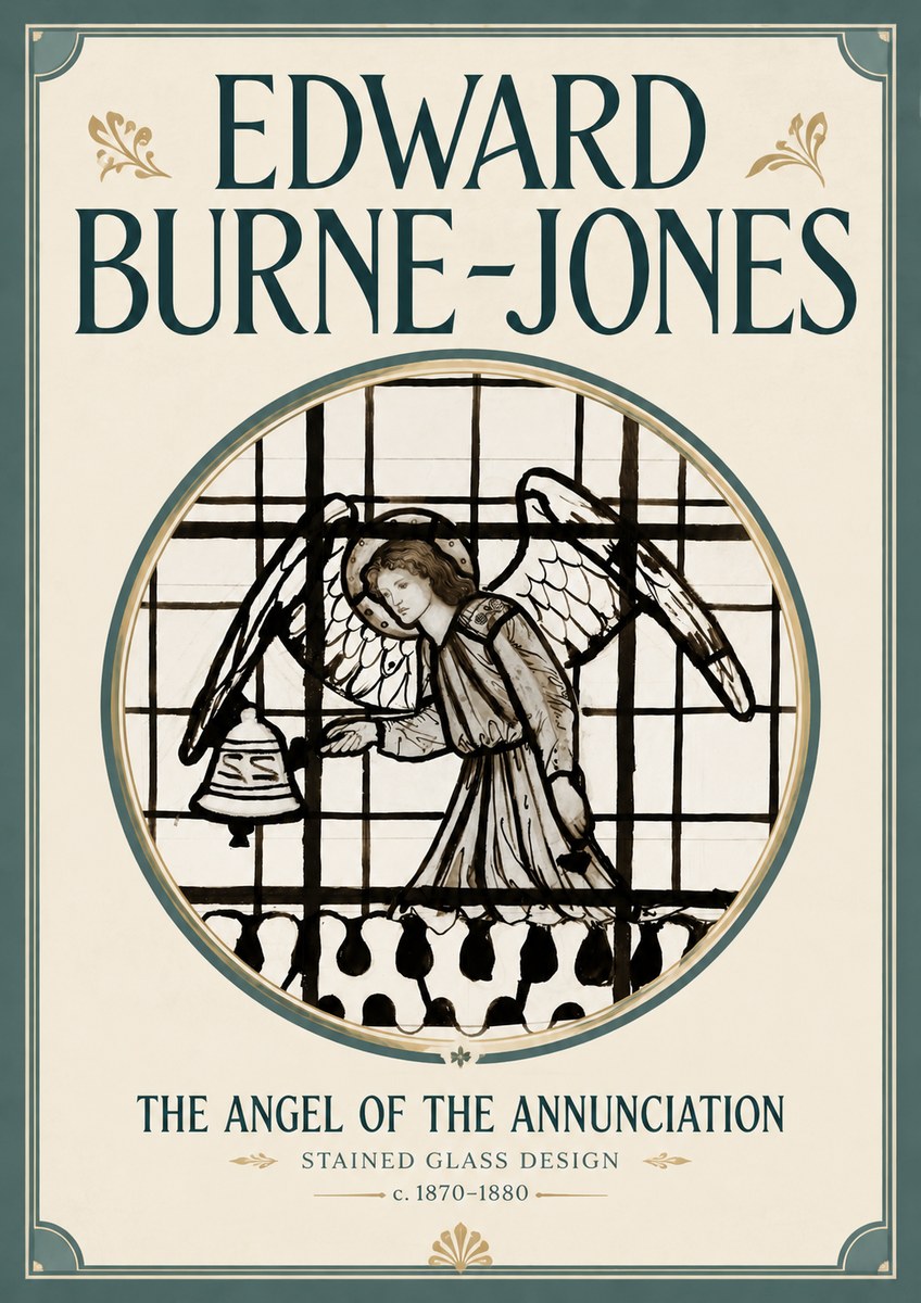 Edward Burne-Jones The Angel of the Annunciation (Stained Glass Design) No6 - Poster