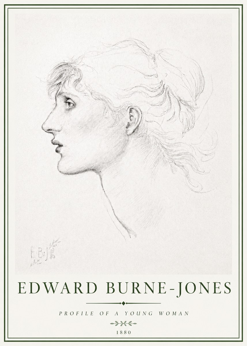 Edward Burne-Jones Profile of a Young Woman No4 - Poster