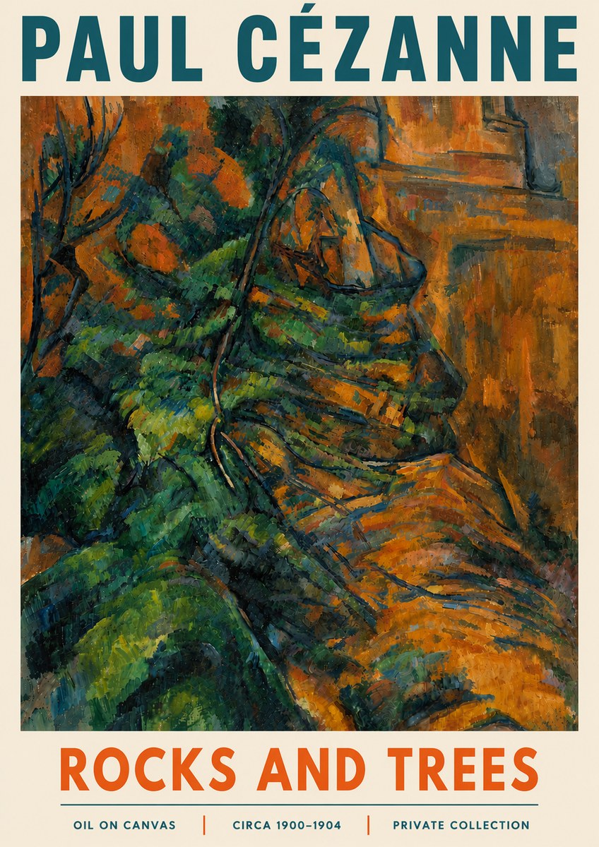 Paul Cézanne Rocks and Trees IV No5 - Poster