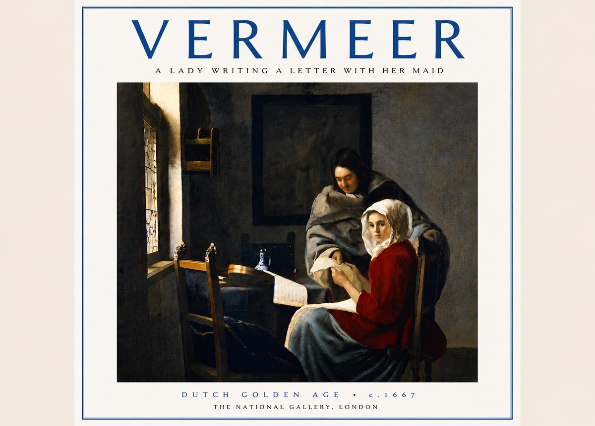 Vermeer A Lady Writing a Letter with Her Maid I No6 - Poster
