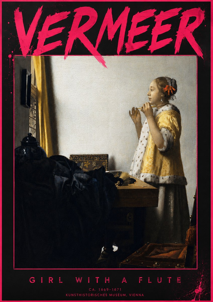 Vermeer Girl with a Flute No6 - Poster