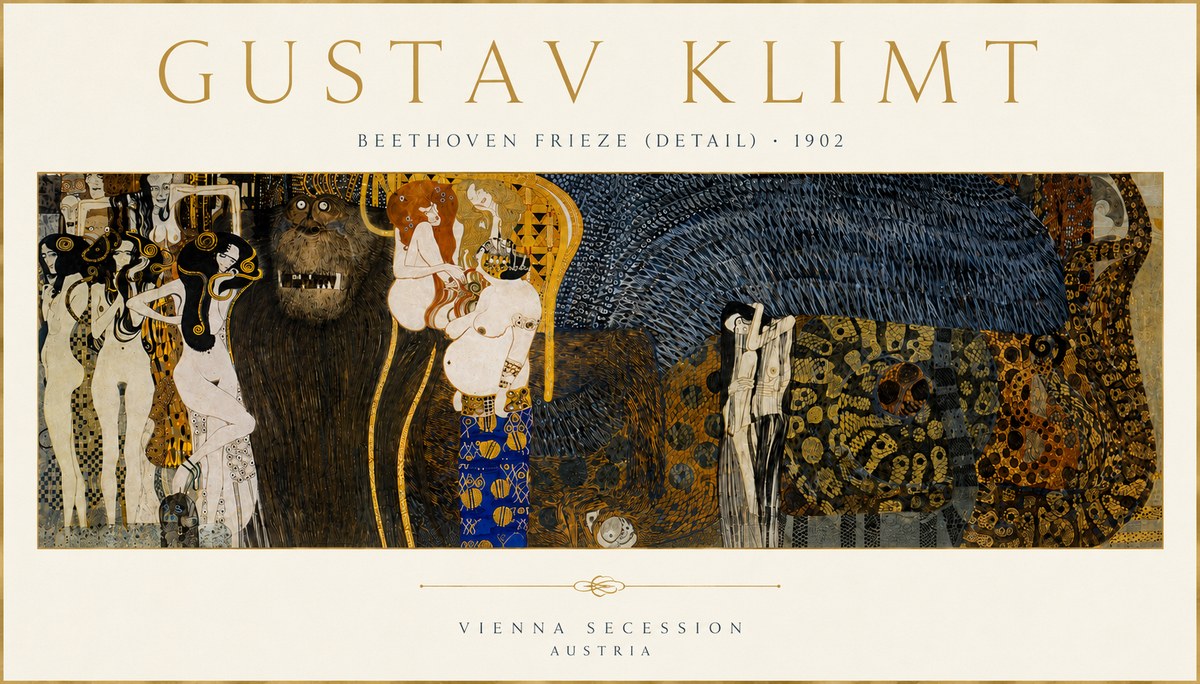 Klimt Beethoven Frieze (Detail) No4 - Poster