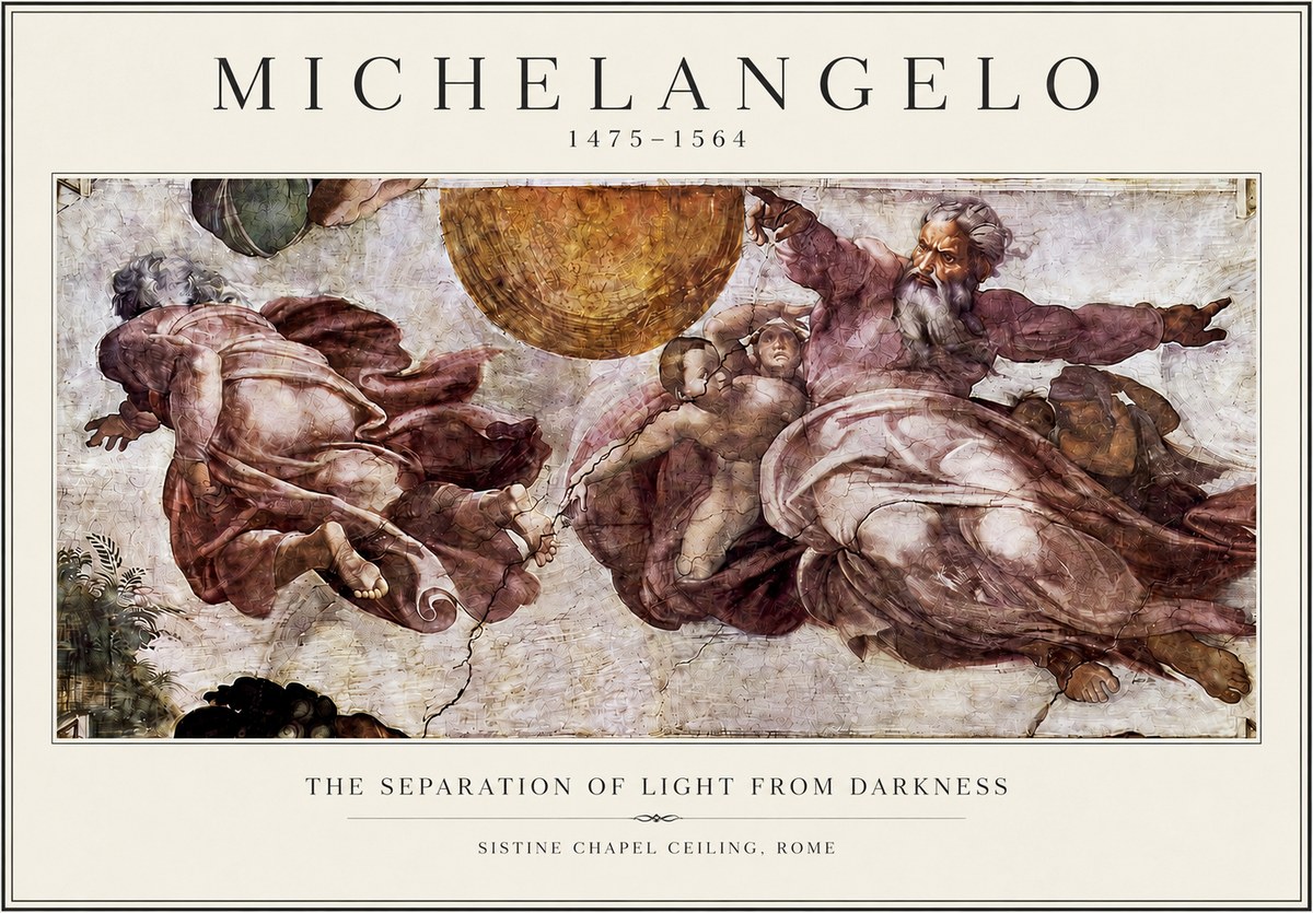 Michelangelo The Separation of Light from Darkness No3 - Poster