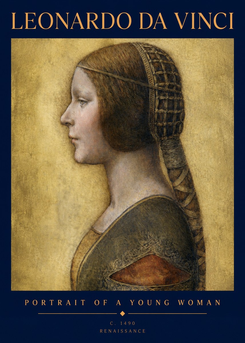Leonardo da Vinci Portrait of a Young Woman II No2 - Poster