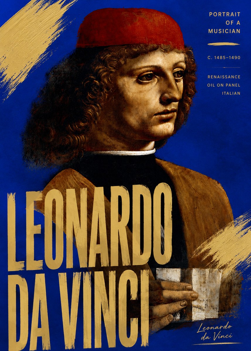 Leonardo da Vinci Portrait of a Musician No5 - Poster