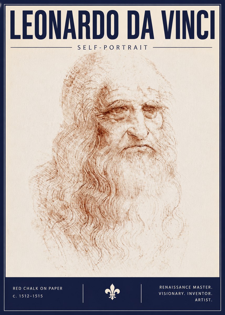 Leonardo da Vinci Self-portrait II No6 - Poster